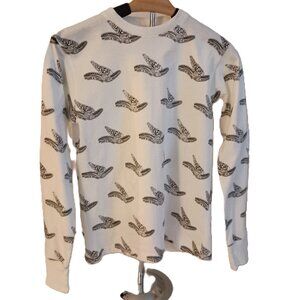 Ya.Seat.Custom Cotton Long Sleeve Tee White Motorcycle Seat Print Boy’s S  EUC